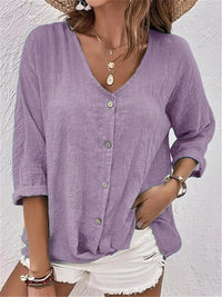 VEVA - LOCKERES LEINEN-TOP – Lila