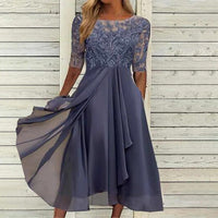 Margherita | Elegantes Spitzenkleid mit Bauchabdeckung – Lila