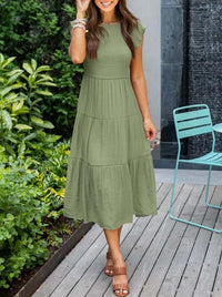 Amelia | Elegantes Kleid mit Bauchbedeckung – Grün