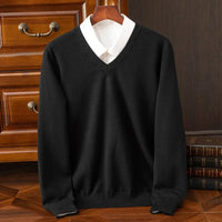 Finn | Klassischer V-Neck Kaschmir Pullover Herren – Schwarz
