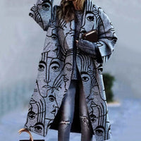 Warmer Damen Wintermantel | Langer Schnitt – Grau-Schwarz