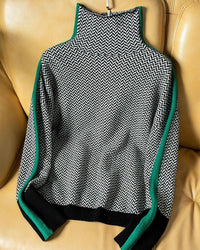 AMAYA | Design-Pullover mit hohem Kragen – Grün