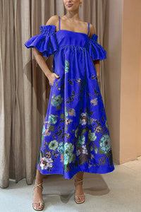 Arielle | Elegantes Kleid mit einzigartigen Ärmeln & praktischen Taschen – Blau