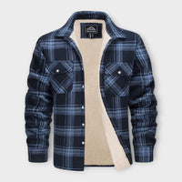 Klaus - Gefütterte Karo-Hemdjacke – Blau-Grau