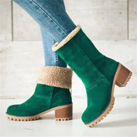 Isa | Elegante und Warme Leder-Schneestiefel – Grün
