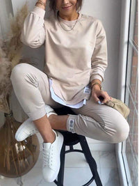 BELINDA - BAGGY SWEATSHIRT UND JOGGINGHOSE IM SET – Khaki