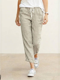 Dorina | Damen Kordelzug Hose Bequeme Passform – Aprikose