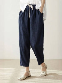 Dorina | Damen Kordelzug Hose Bequeme Passform – Marine