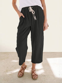 Dorina | Damen Kordelzug Hose Bequeme Passform – Schwarz