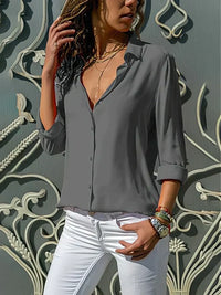 Clara | Elegante V-Ausschnitt Freizeitbluse – Grau