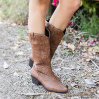 Damen Bestickt Cowboystiefel | Spitze Zehe – Braun