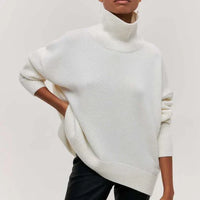 MONIKA - OVERSIZE-PULLOVER MIT HOHEM KRAGEN – Weiß