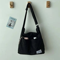 MATILDE - CORDTASCHE MIT MEHREREN FÄCHERN – Schwarz