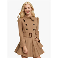 Keylora | Langer Thermomantel Polierte Perfektion – Khaki