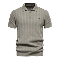 Herren Kurzarm Rippstrick Poloshirt – Grau/Grün