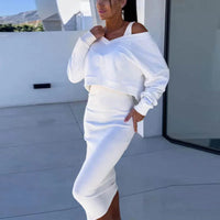 Cassy - Legere Sweatshirt- und Kleid-Kombination – Weiß