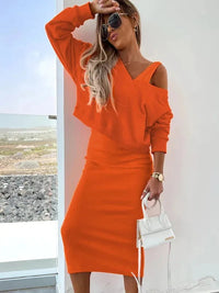 Cassy - Legere Sweatshirt- und Kleid-Kombination – Orange