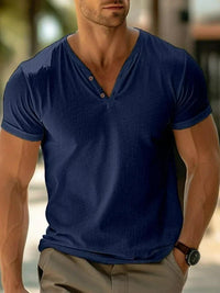 Finn | Herren Henley Kurzarm Shirt – Marine