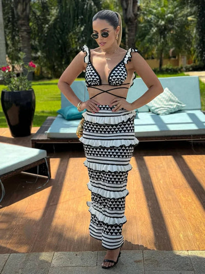 Lana - Halter Bikini Top und Rock Set