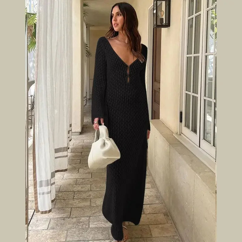 Sashna - Sexy Rückenfreies langes Kleid