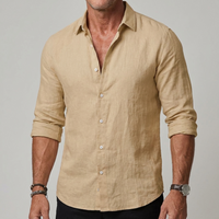 Jakob | Herren Klassisches Leinen Sommerhemd – Khaki