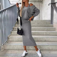 Cassy - Legere Sweatshirt- und Kleid-Kombination – Grau