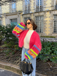 Lebhafter Strickpullover mit Akzenten für Frauen – Rot
