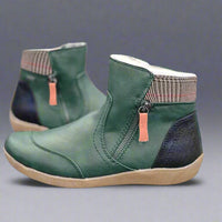 Valeska | Hochwertige Wasserdichte Lederstiefel mit Fußbett – Grün