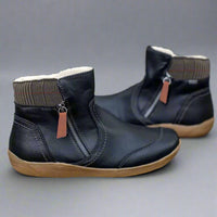 Valeska | Premium Wasserdichte Lederstiefel mit Fußstütze – Schwarz