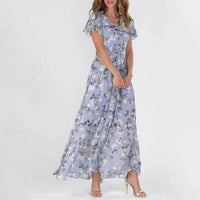 Floria - Rüschen V-Ausschnitt Kleid – Violett