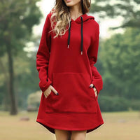 Sophie | Elegantes Hoodie-Kleid Damen casual & bequem – Rot
