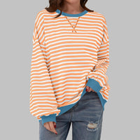 Lucy™ - Lässiger Gestreifter Pullover – Orange
