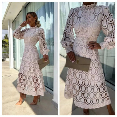 Sanya - Elegantes Spitzenhäkel-Maxikleid