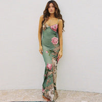 Lianna | Maxikleid mit rosa Blumenakzenten – Gemüse