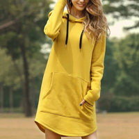 Sophie | Elegantes Hoodie-Kleid Damen casual & bequem – Gelb