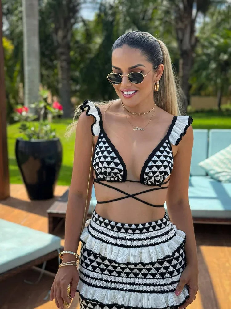 Lana - Halter Bikini Top und Rock Set