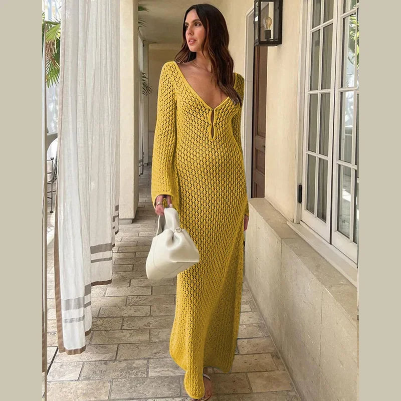 Sashna - Sexy Rückenfreies langes Kleid