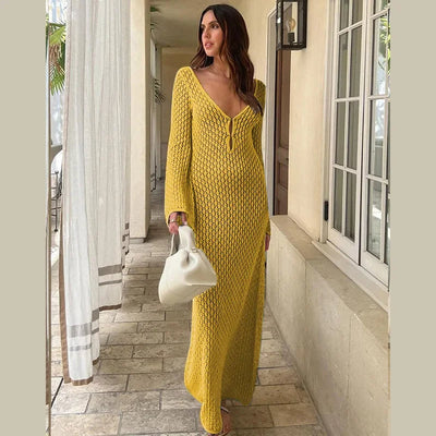 Sashna - Sexy Rückenfreies langes Kleid