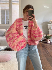 Lebhafter Strickpullover mit Akzenten für Frauen – Rosa