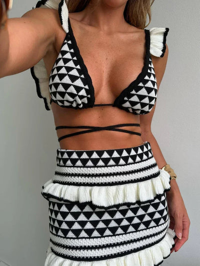 Lana - Halter Bikini Top und Rock Set