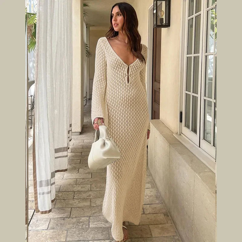 Sashna - Sexy Rückenfreies langes Kleid
