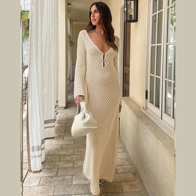 Sashna - Sexy Rückenfreies langes Kleid