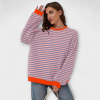 Gestreifter Sweater mit lockerer Passform – Verspielte Farben, angenehmer Tragekomfort – Orange/Blau