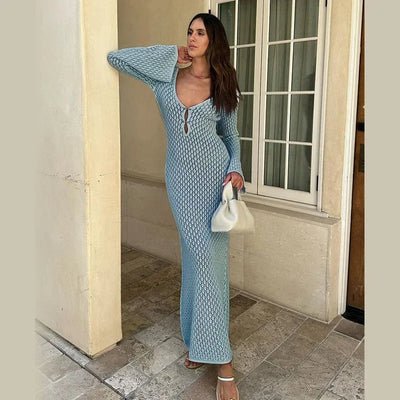 Sashna - Sexy Rückenfreies langes Kleid