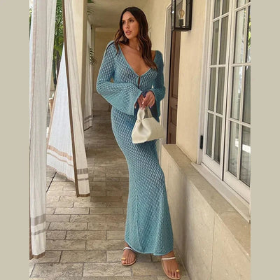 Sashna - Sexy Rückenfreies langes Kleid