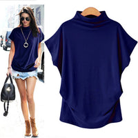 Cyra - Lockeres Freizeit-Turtleneck-Top – Blau