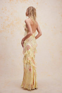 Amanda | Leichtes ärmelloses Maxikleid – Gelb