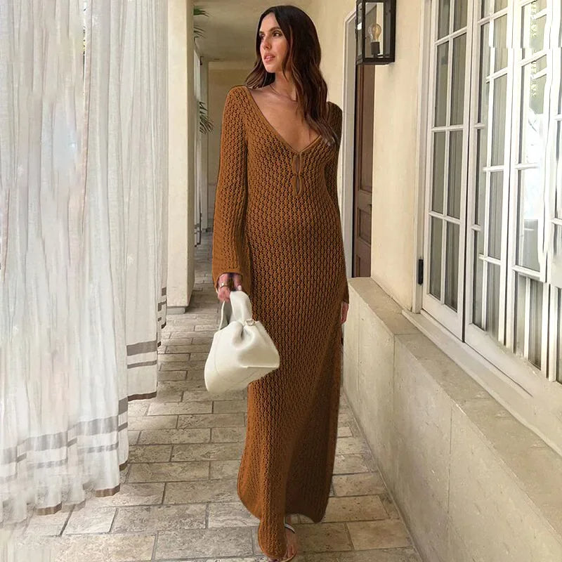 Sashna - Sexy Rückenfreies langes Kleid