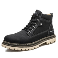 Robuste bequeme Herren Schnürstiefel – Schwarz