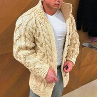 Heidi-Mode - Herren strickjacke mit wildlederkragen – Aprikose